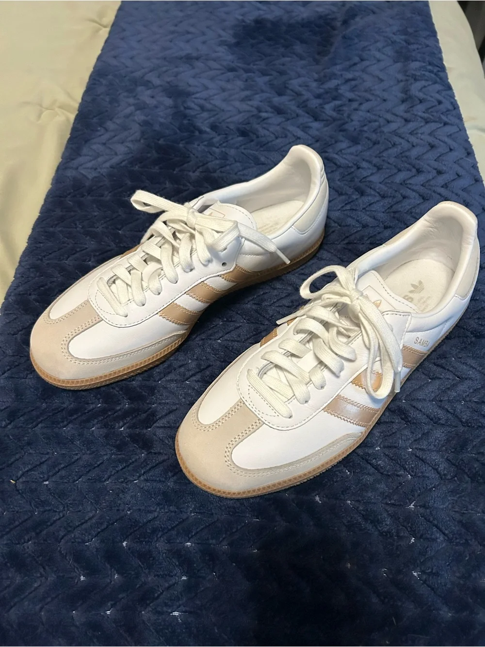 adidas Women's White and Beige Samba-Style Sneakers